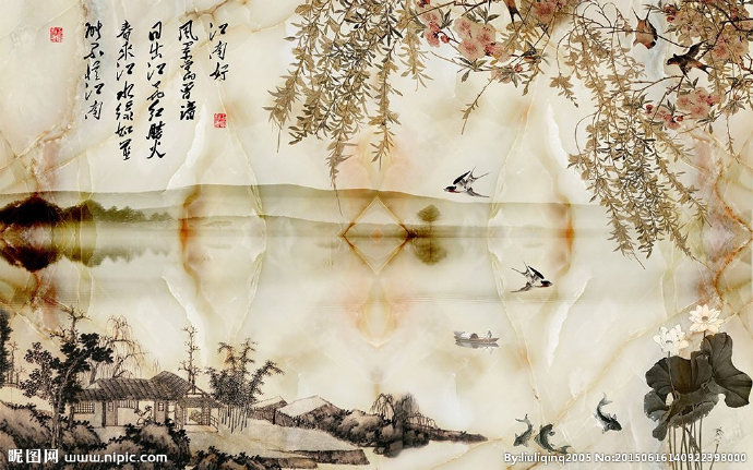 G大理石山水画背