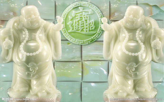 G笑佛玉雕背景墙