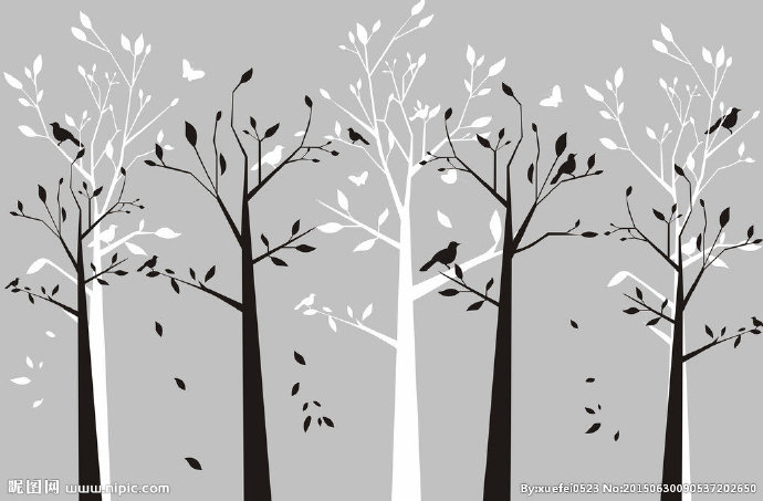 G黑白矢量树背景