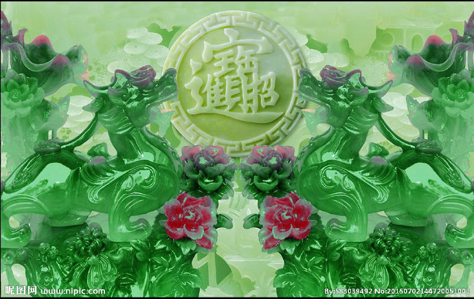 G招财进宝玉雕背