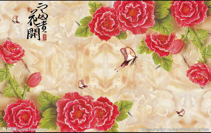 G牡丹花浮雕背景