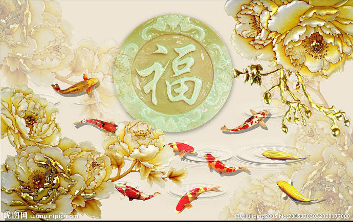 G牡丹彩雕背景墙