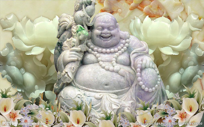 G笑佛莲花玉雕背