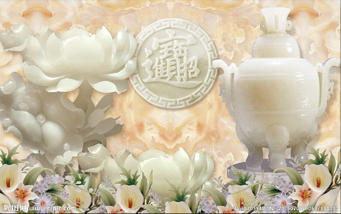 G招财进宝玉雕背