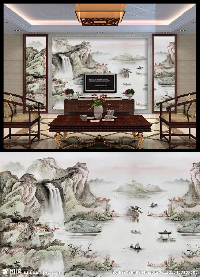 G大理石山水画背