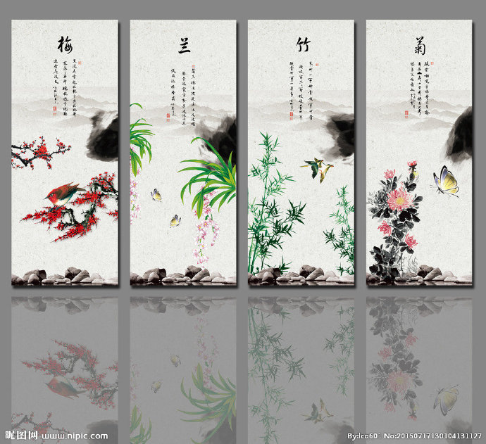 G梅兰竹菊背景墙