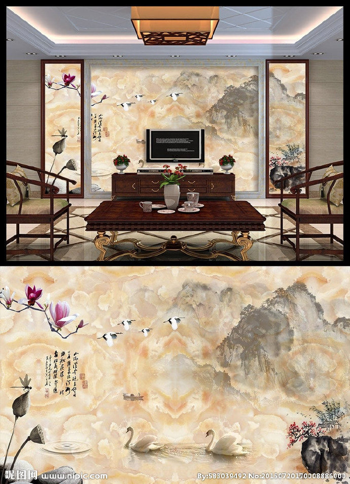 G大理石山水画背