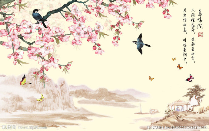 G山水花鸟图背景