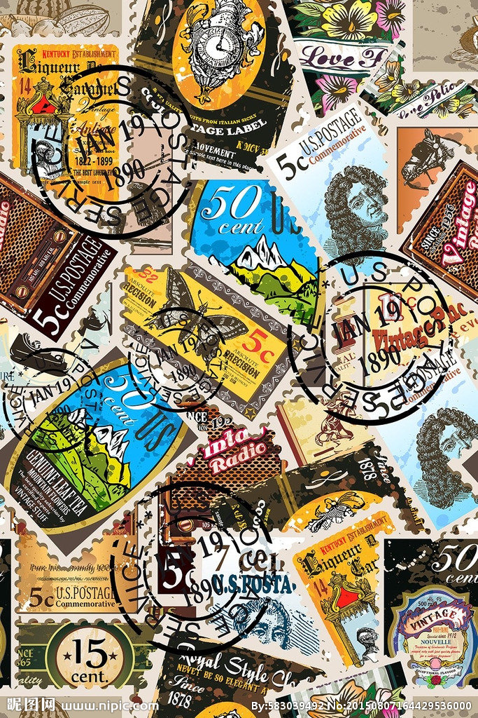 G欧式邮票图案四