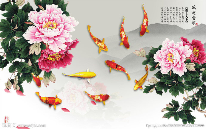 G中式牡丹图（不