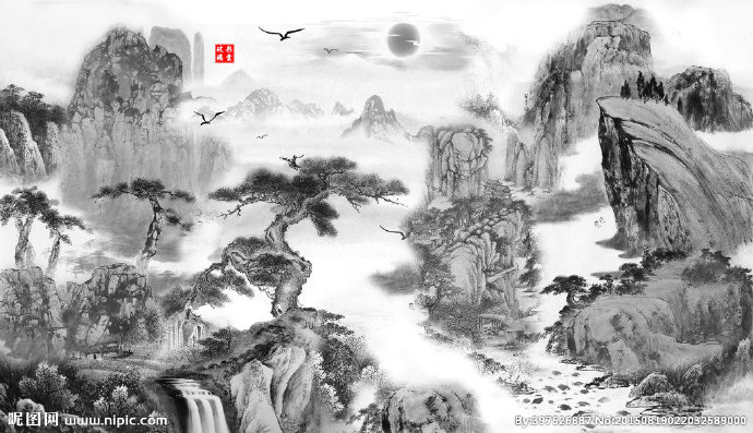 G水墨山水图背景