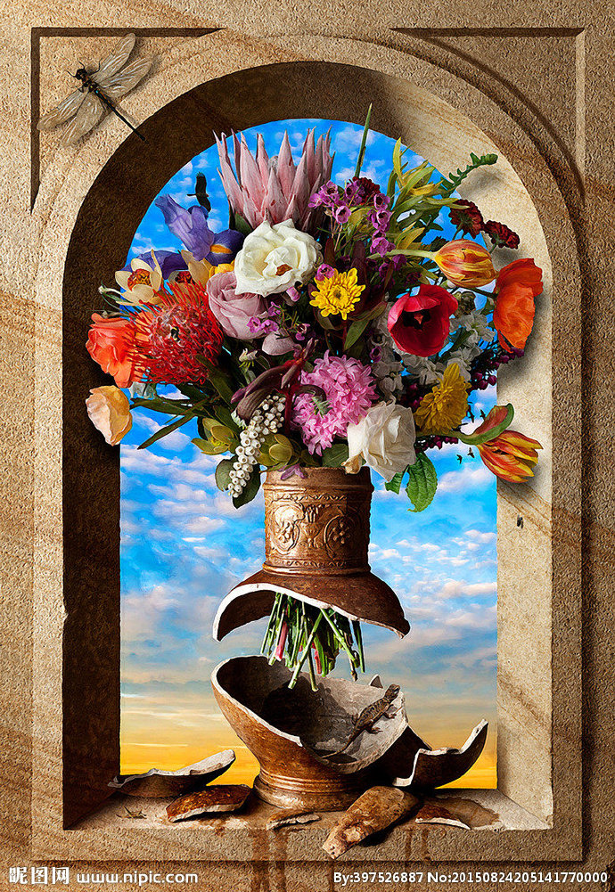 G欧式鲜花背景墙