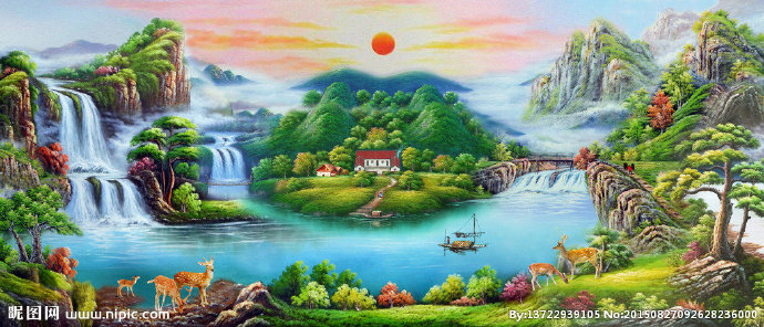 G聚宝盆油画风景