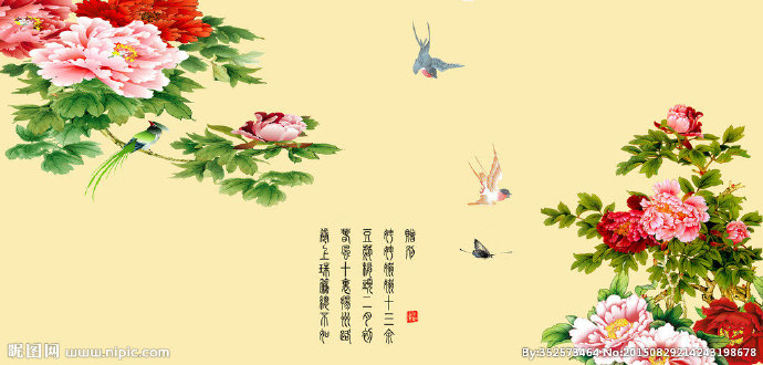 G牡丹背景墙背景