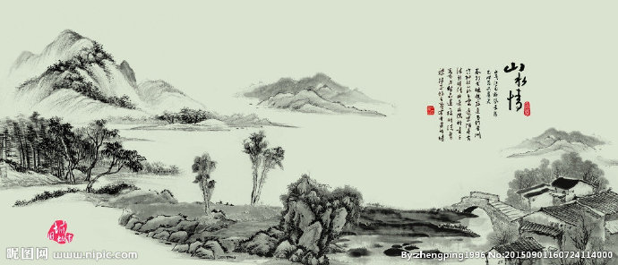 G山水画背景墙背