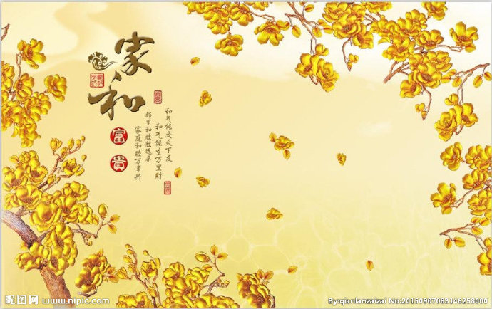 G家和富贵背景墙