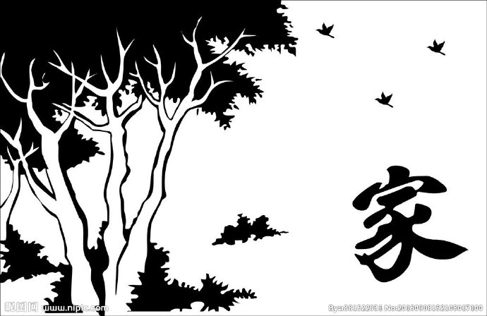 G树剪影背景墙树