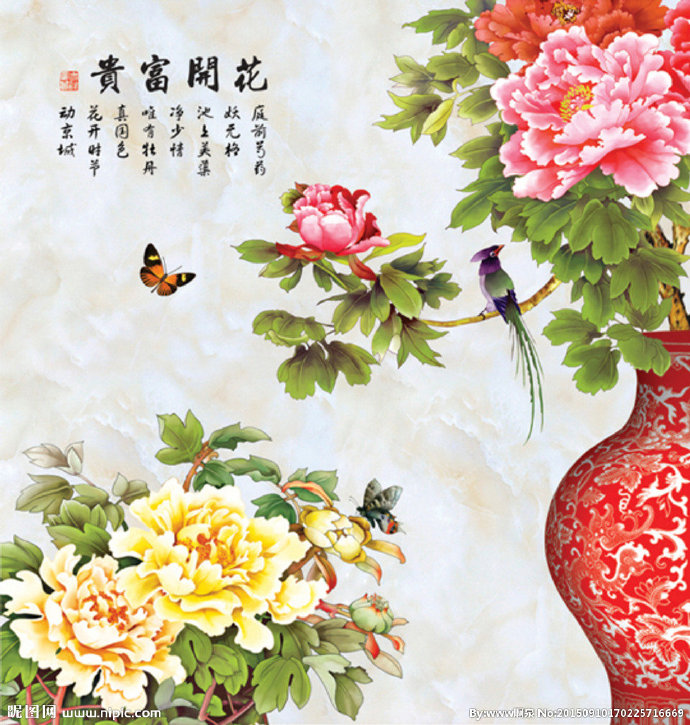 G花开富贵背景墙