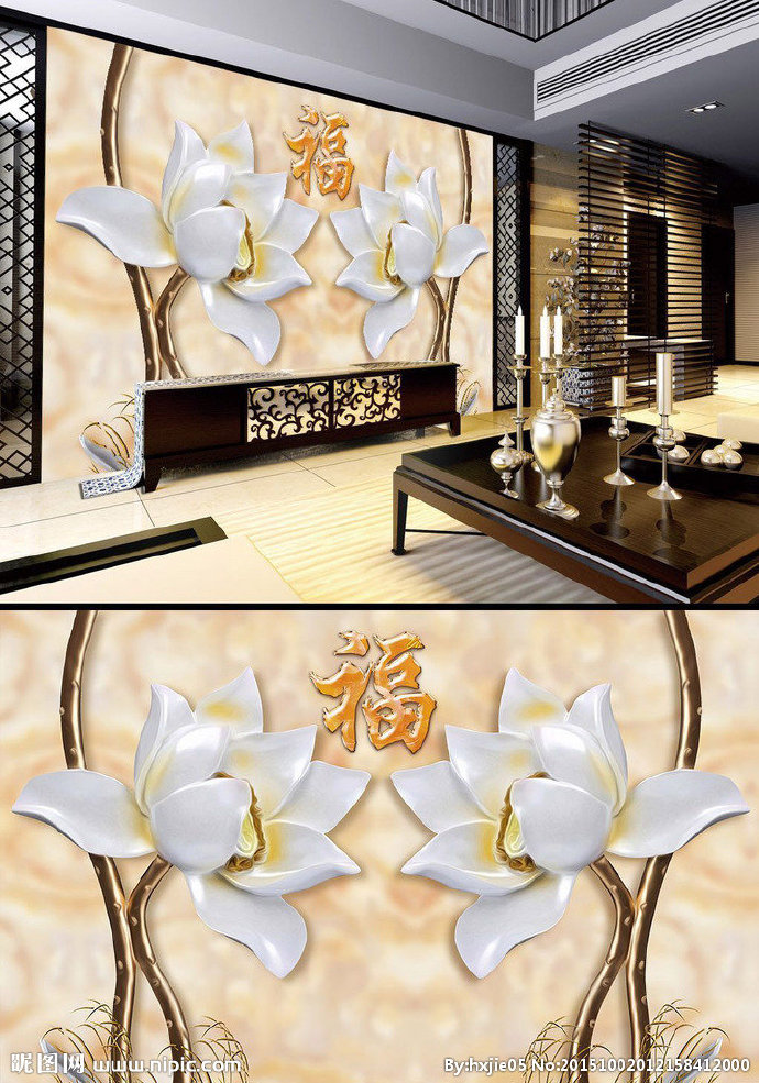 G玉福花卉浮雕背