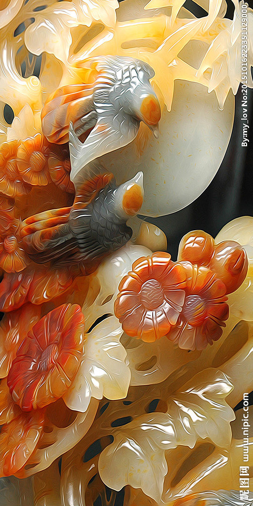 G玉雕花鸟图片(