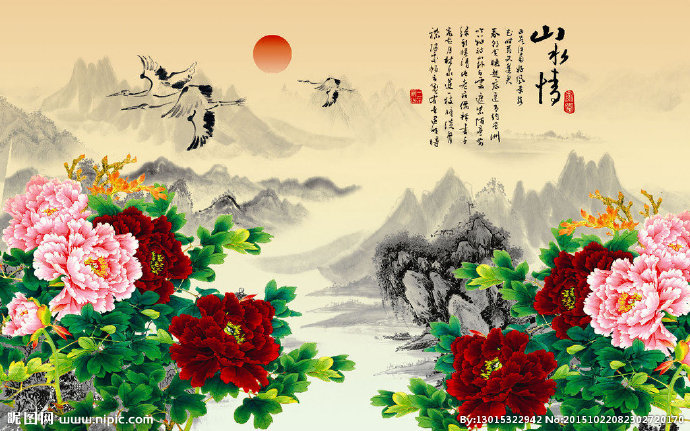 G山水情背景墙背