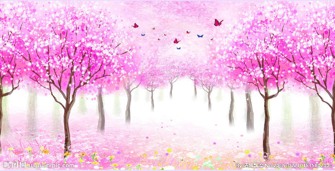 G樱花树背景墙樱