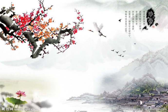 G水墨梅花风景图