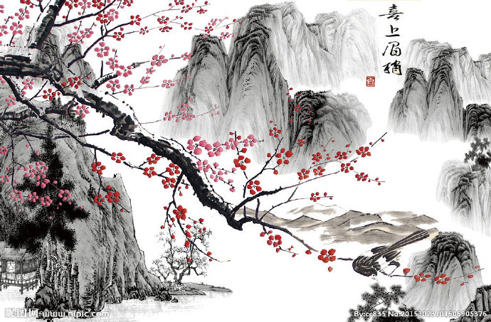 G喜上梅梢背景墙