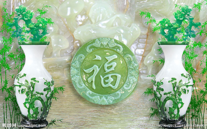 G玉雕瓶子背景墙