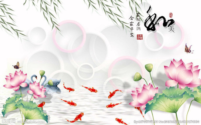 G荷花背景墙背景
