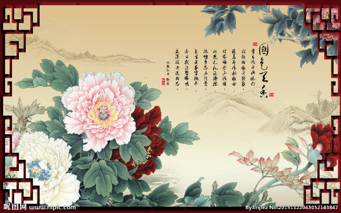 G牡丹中国风背景