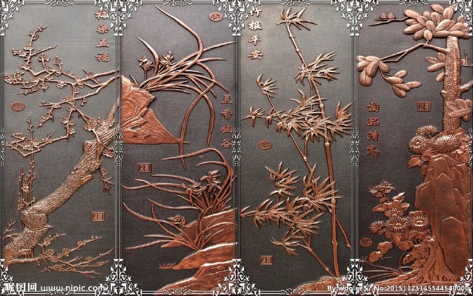 G仿金属四君子梅