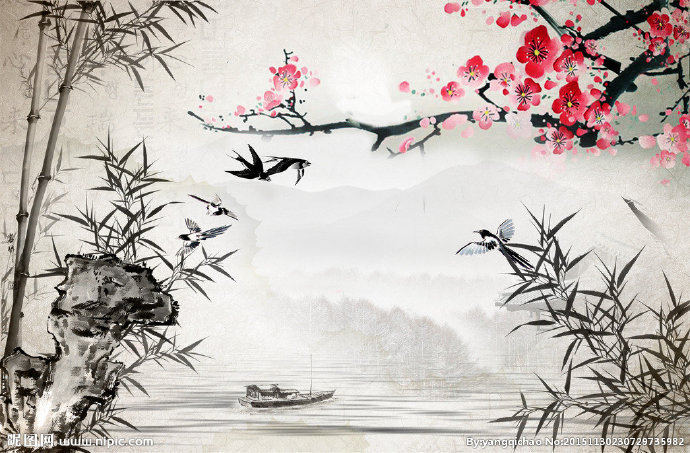 G水墨电视背景墙