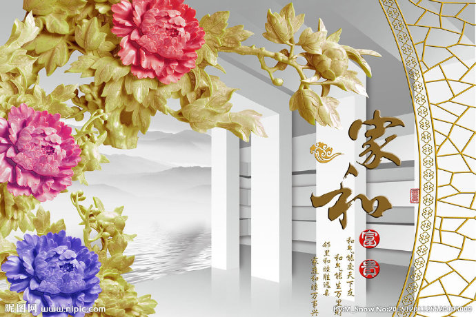 G木雕牡丹花背景