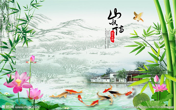 G山水情中式背景