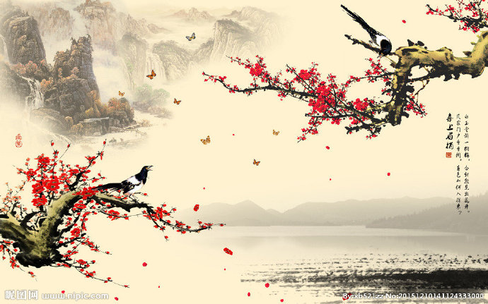 G水墨 梅花喜鹊