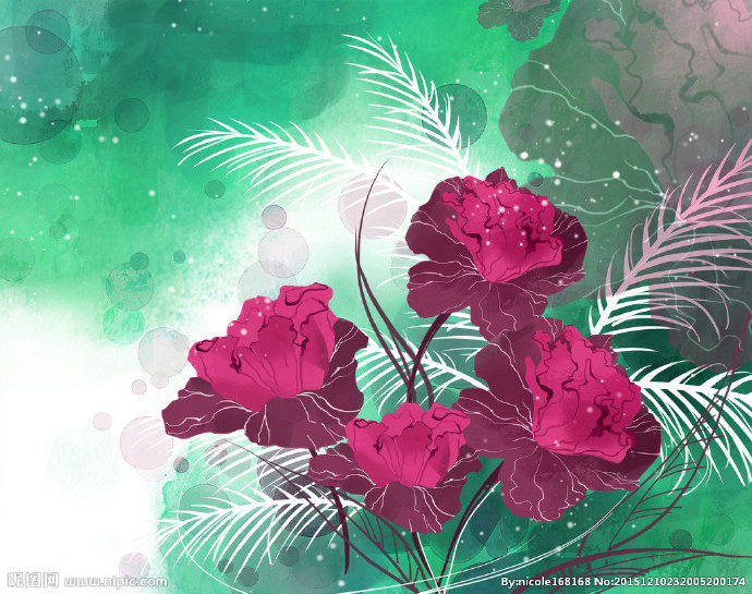 G梦幻时尚水彩花