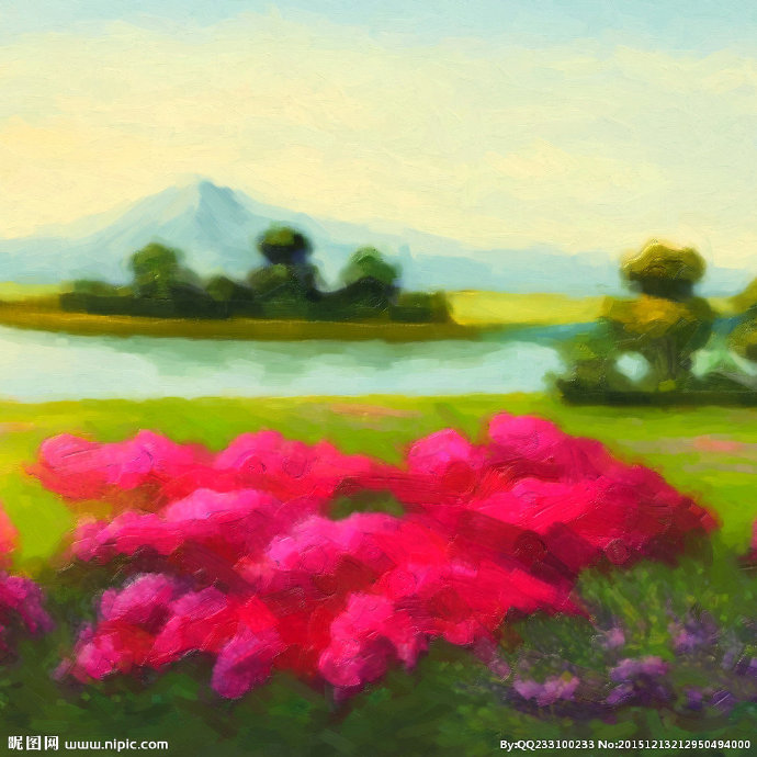 G风景油画 彩花