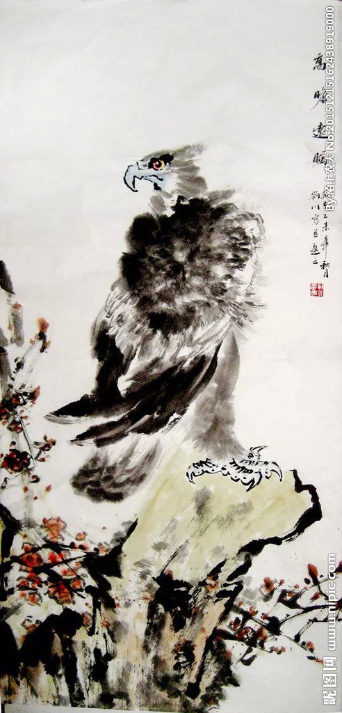 G国画鹰背景墙国