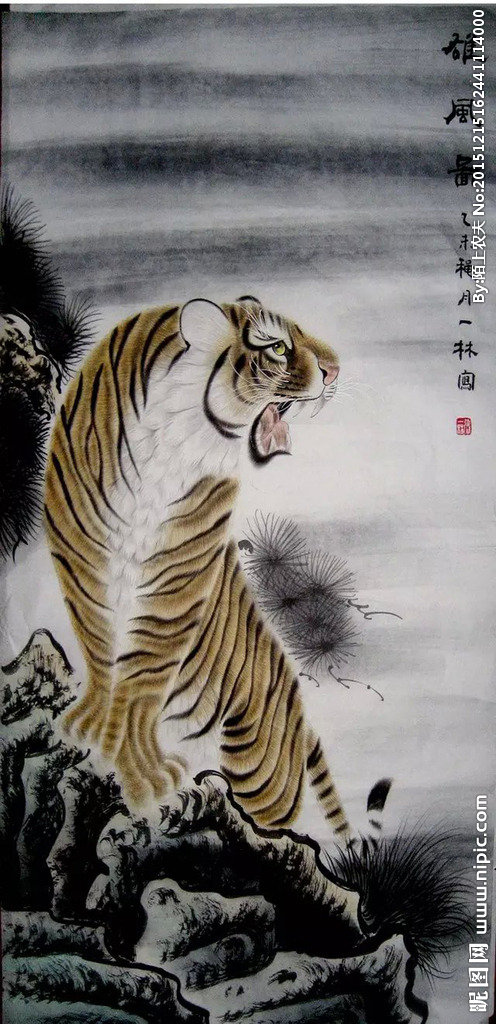 G国画虎背景墙国