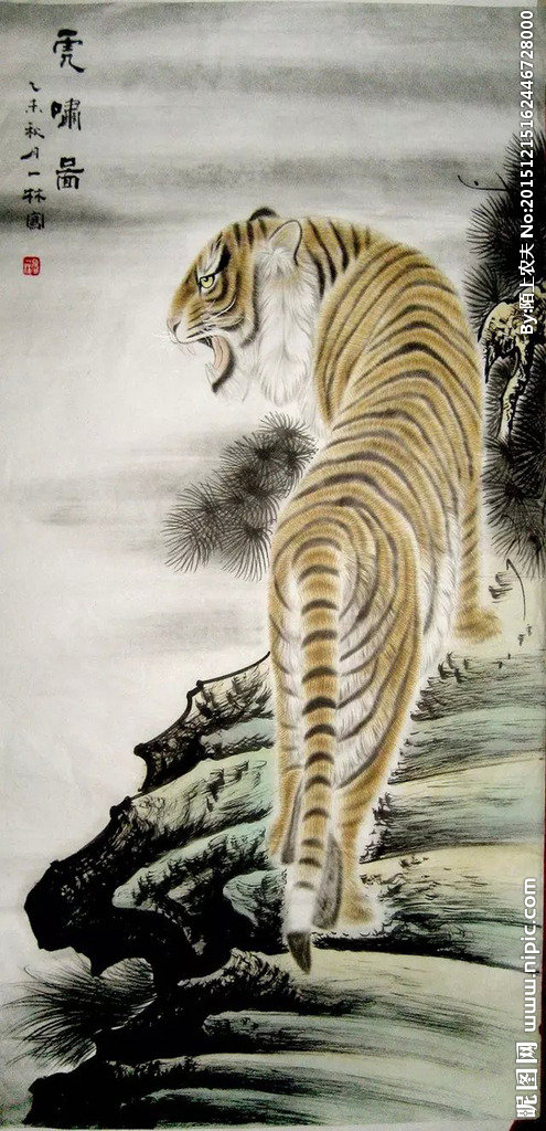G国画虎背景墙国