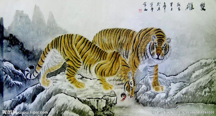 G国画虎背景墙国