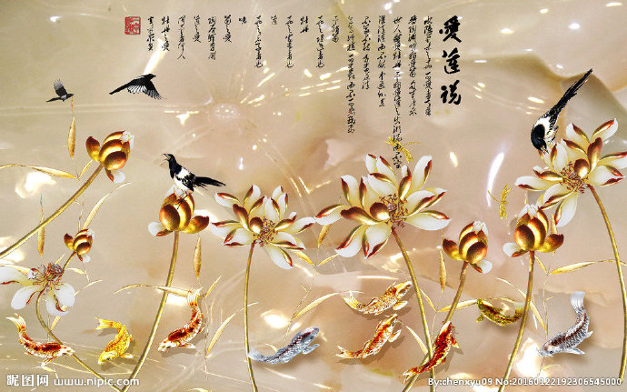 G莲花彩雕背景墙