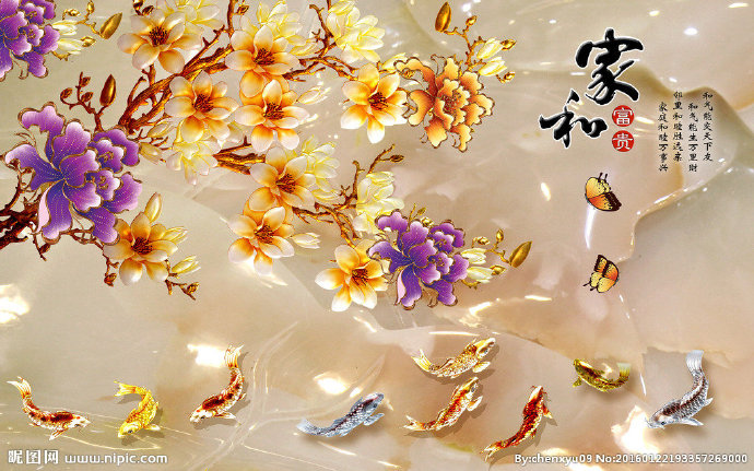 G兰花彩雕电视背