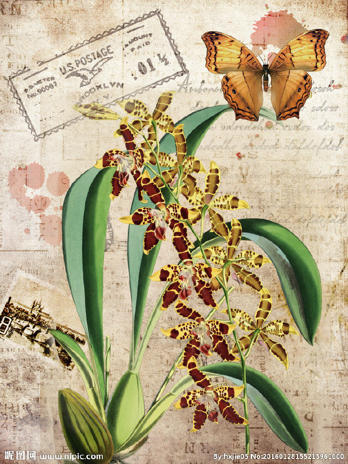 G复古风花卉装饰