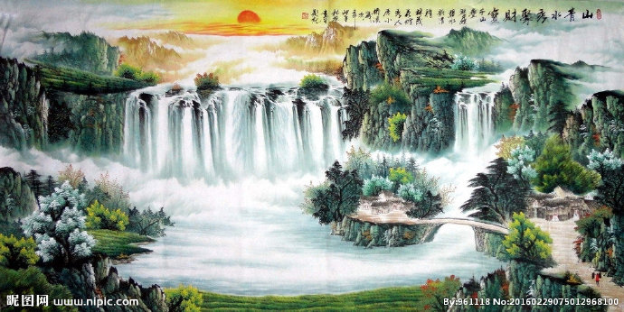 G山水画背景墙背