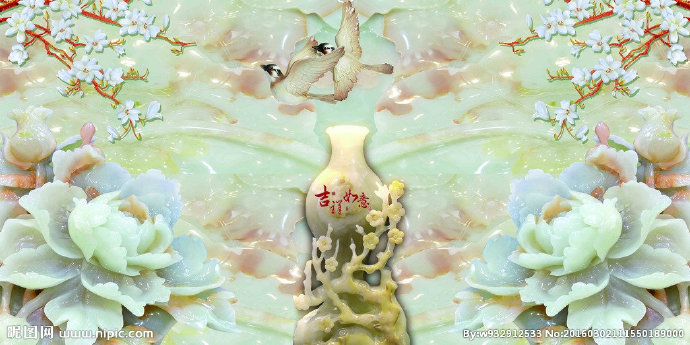 G玉雕花瓶背景墙