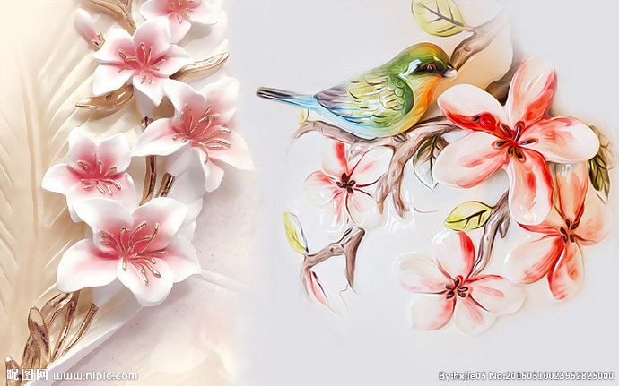 G花鸟背景墙（合