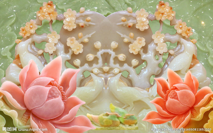 G梅花玉雕背景墙