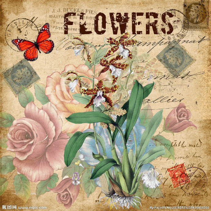 G复古风花卉装饰